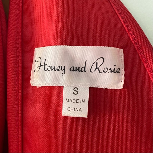 Honey and Rosie Red Halter Fit & Flare Cocktail Dress, Size S - Picture 4 of 6
